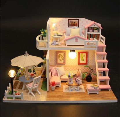Image de Kit de maison de poupée en bois avec LED