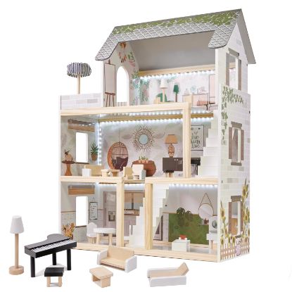 Image de Maison de poupée en bois LED Boho